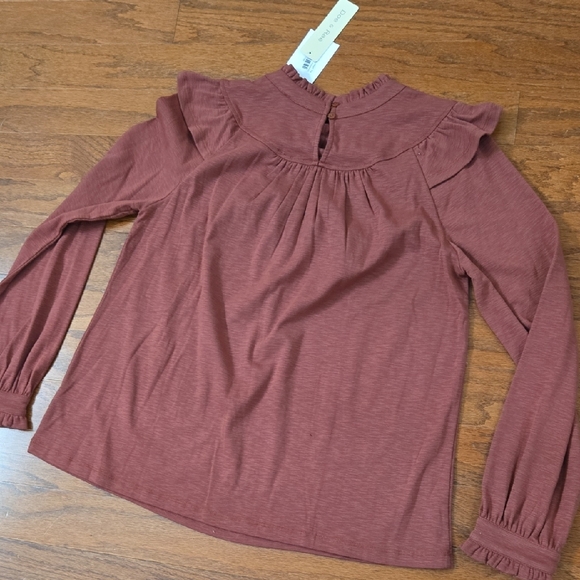 Doe & Rae Dusty Rose Ruffle Blouse Size Medium - Picture 5 of 5